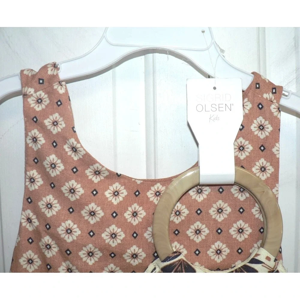 Sigrid Olsen Girls Linen Blend Floral Wrap Tank Top & Purse Set Multi ‎ L(10/12)